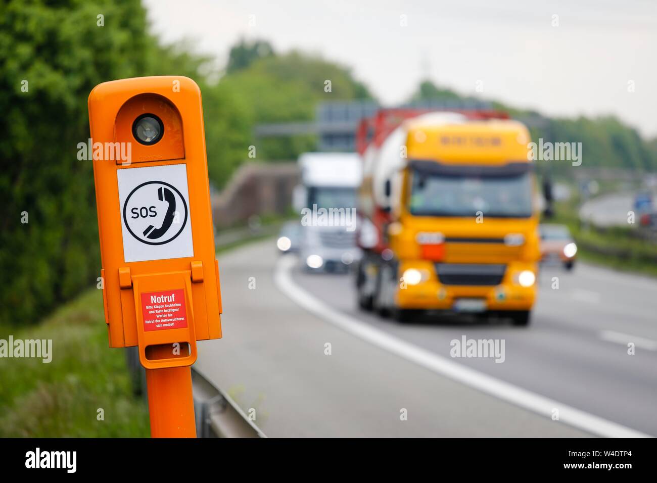 SOS emergency call point on the A2 motorway, North RhineWestphalia