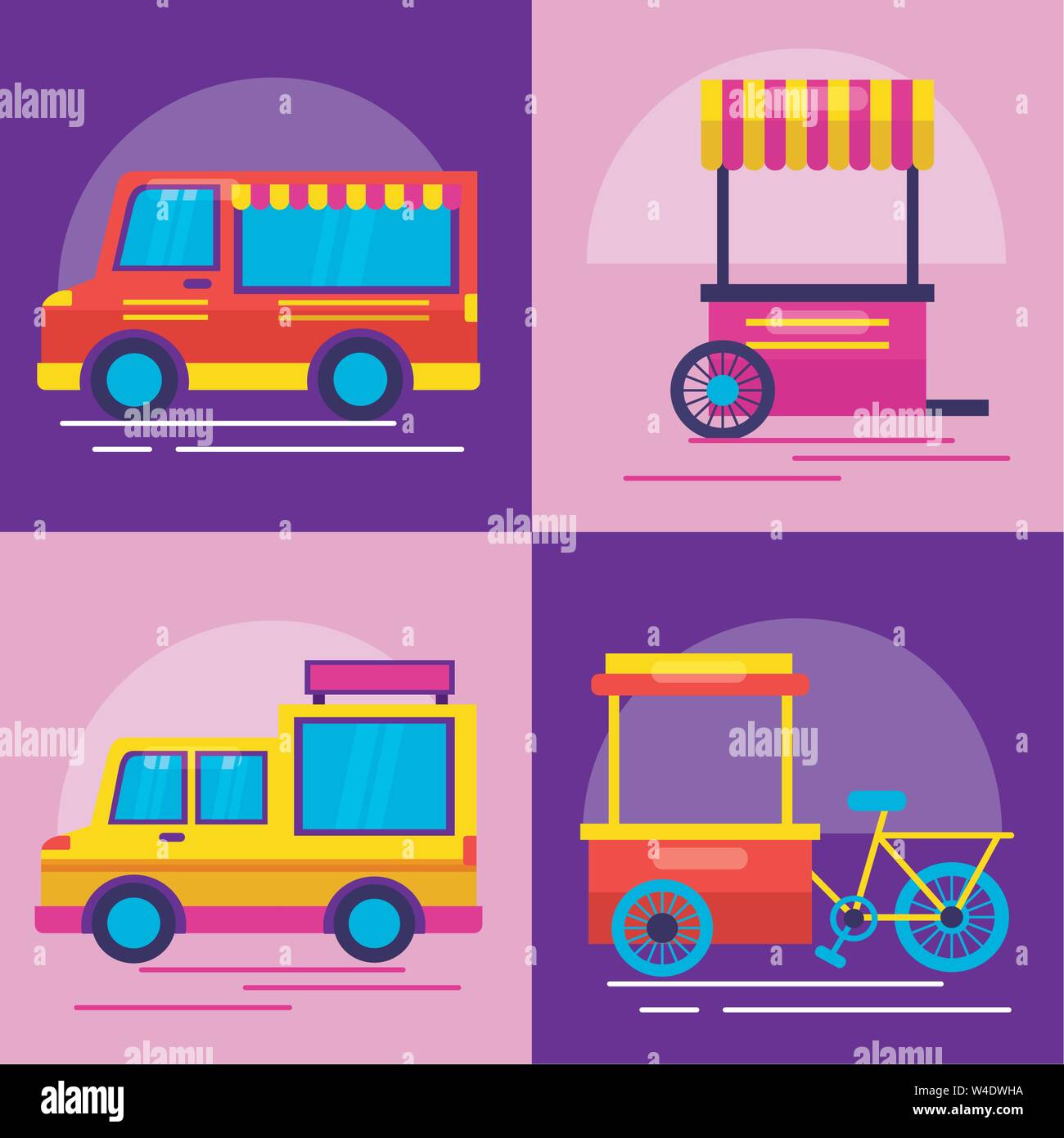 food trucks flat design image Stock Vector