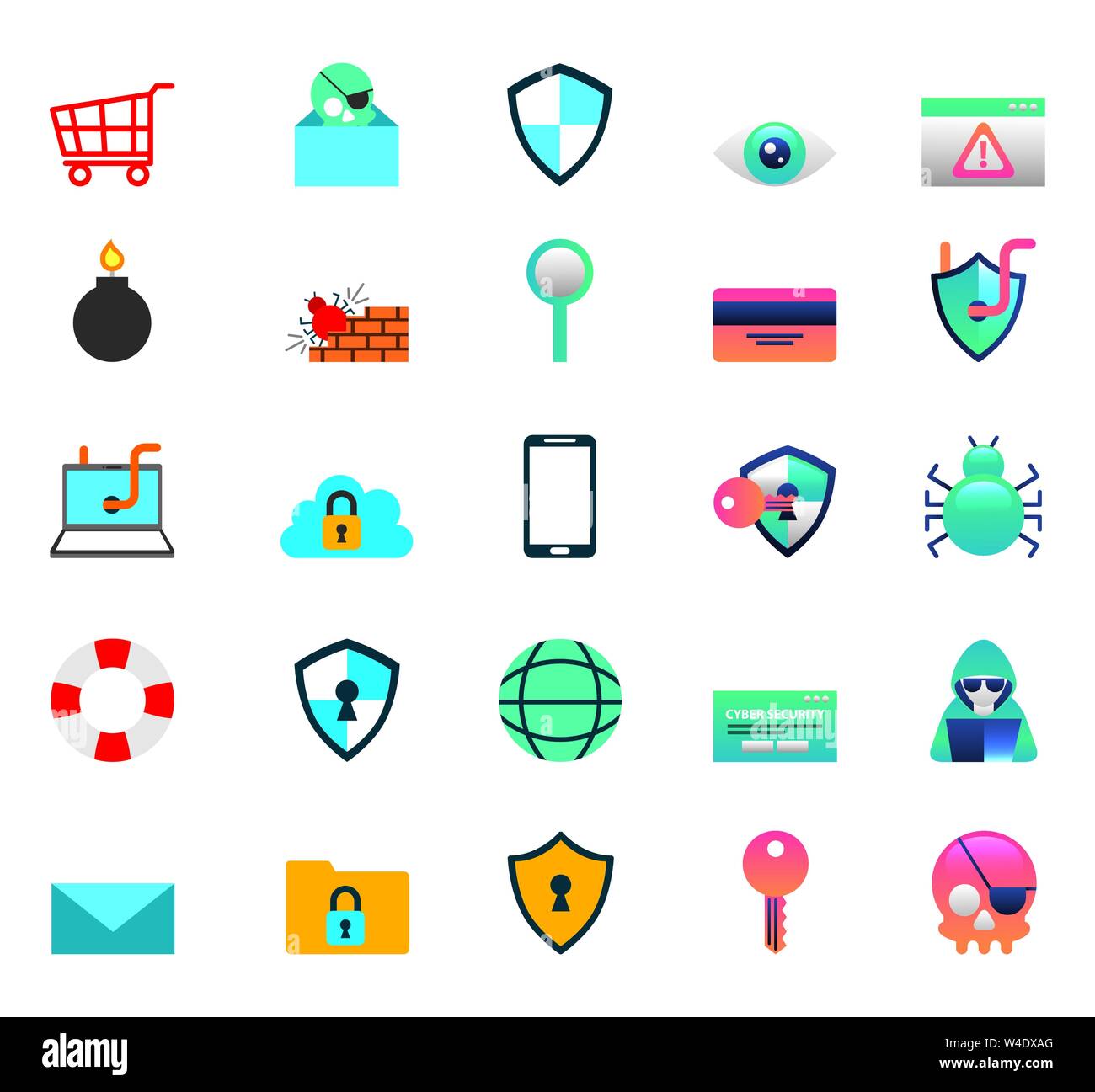 bundle of cyber security colorful set icons Stock Vector Image & Art ...