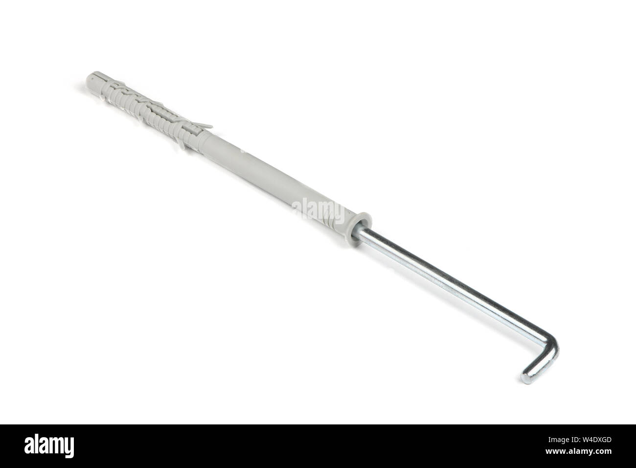 Plastic anchors with hook screw isolated on white background. High