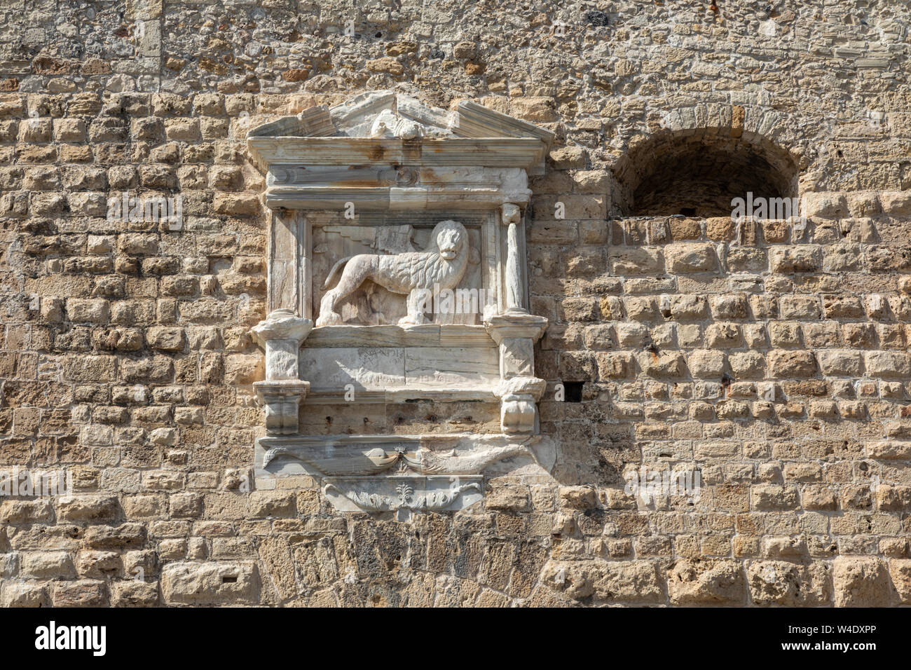 The winged lion of Saint Mark - The Fortress of Koules in Heraklion, Crete, Greece Stock Photo