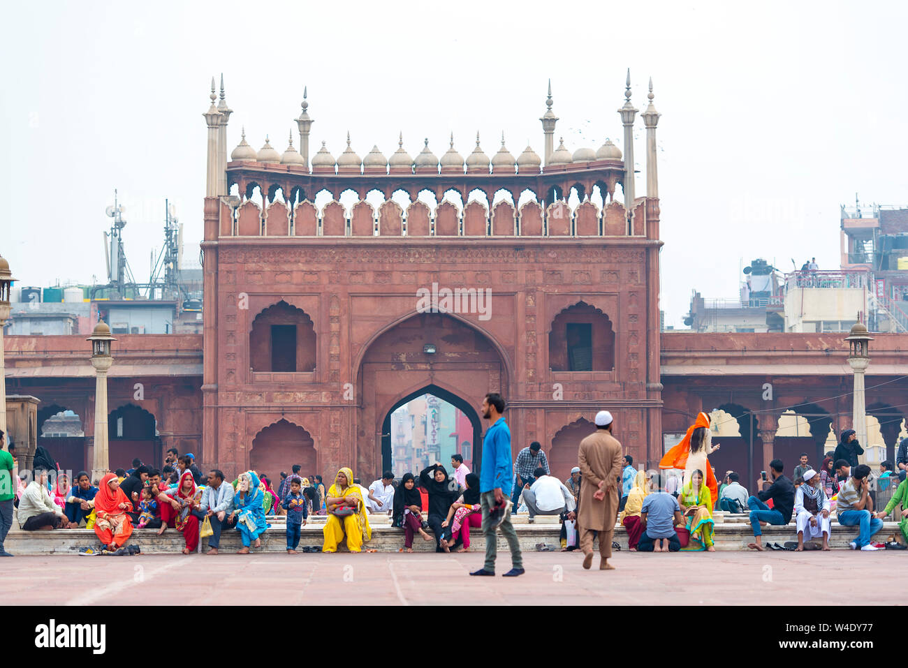 NEW DELHI - FEB 24: People at the Jama Masjid Mosque in New Delhi on February 24. 2018 in India Stock Photo