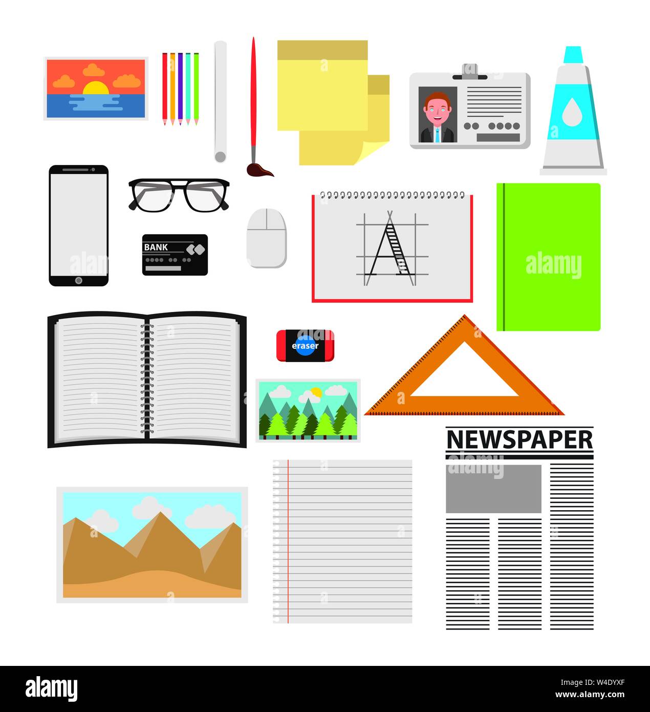 bundle of office set icons Stock Vector Image & Art - Alamy