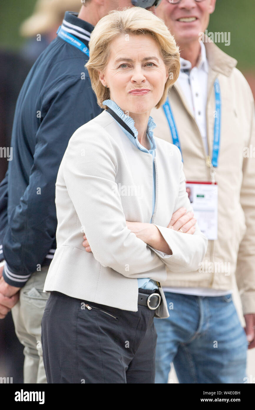 Ursula VON DER LEYEN, President of the European Commission, half figure,  half figure, portrait, Deutsche Bank Prize, Grovuer dressage award of Aachen  Grand Prix Kvºr CDIO5, on 21.07.2019, World Equestrian Festival, CHIO
