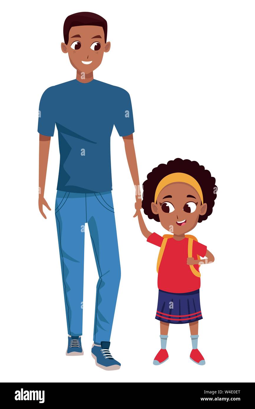 Family single parent with children cartoon Stock Vector Image & Art - Alamy