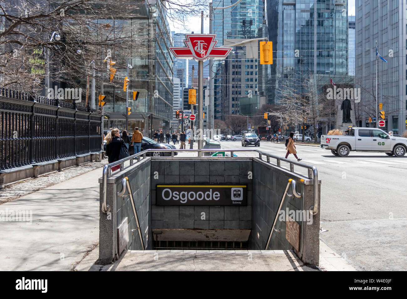 Toronto Transit Commission (TTC) Osgoode Station entrance near Toronto City Hall. Stock Photo
