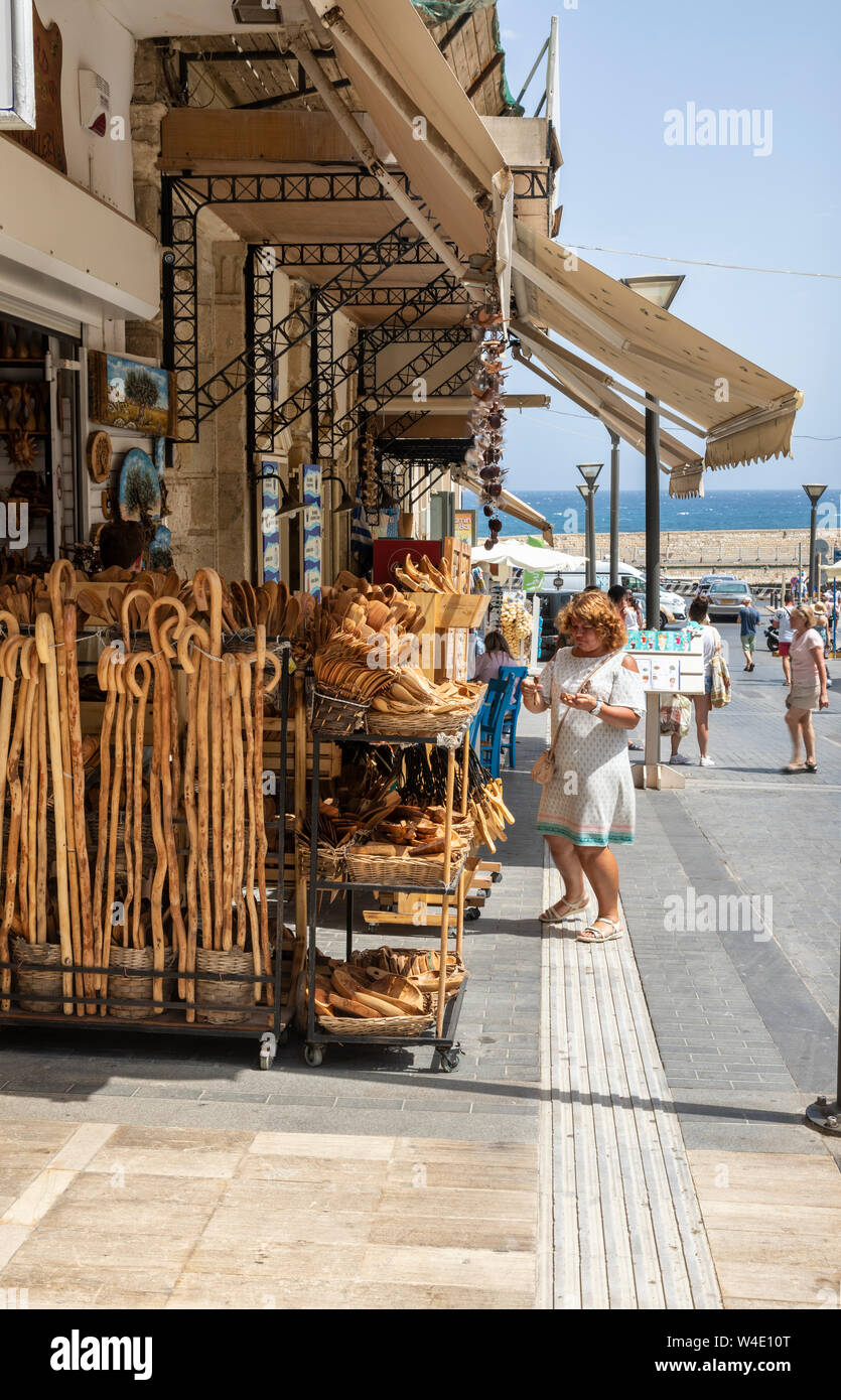 A shop selling traditional Cretan souvenirs in Heraklion, Crete, Greece Stock Photo