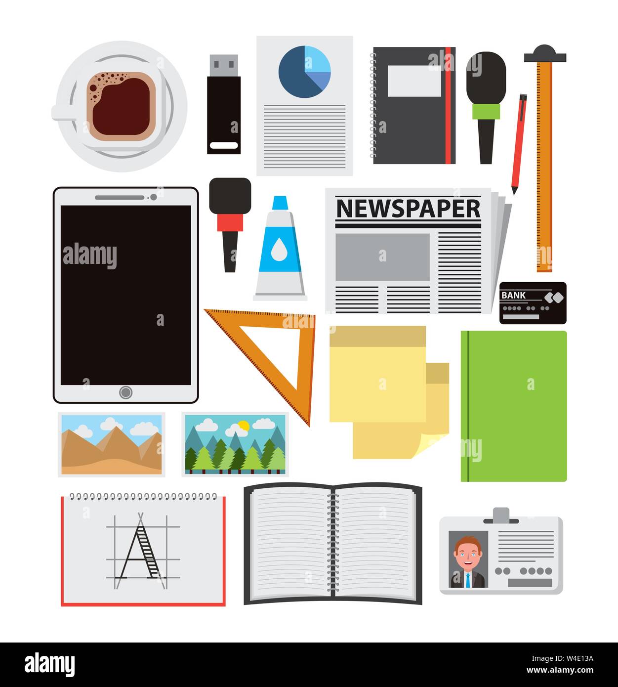bundle of office set icons Stock Vector Image & Art - Alamy