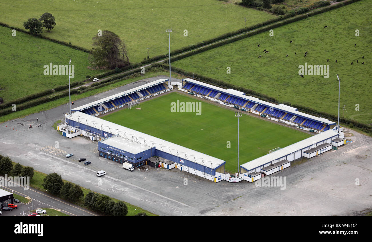 aerial view of Chester FC's Swansway Chester Stadium, Cheshire, UK Stock Photo