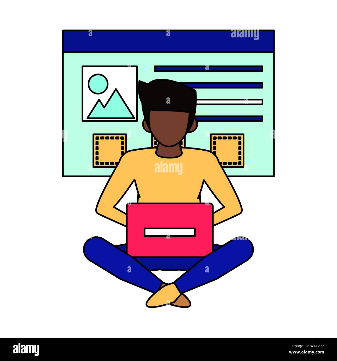 man using laptop computer cartoon Stock Vector Image & Art - Alamy