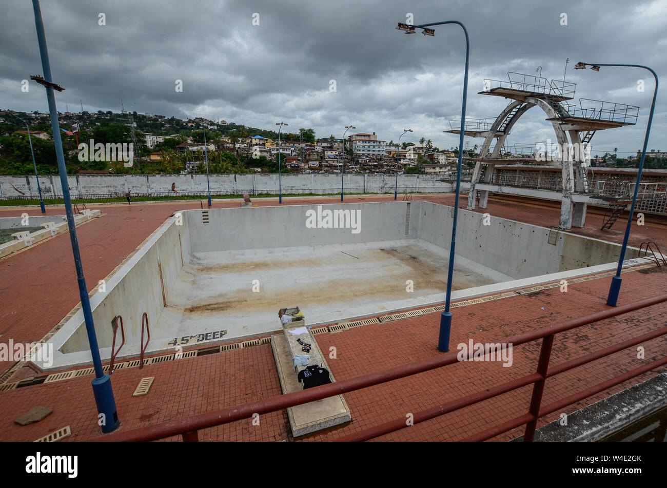 The swimming pool at the National Stadium in Freetown, Sierra Leone in 2014 Stock Photo