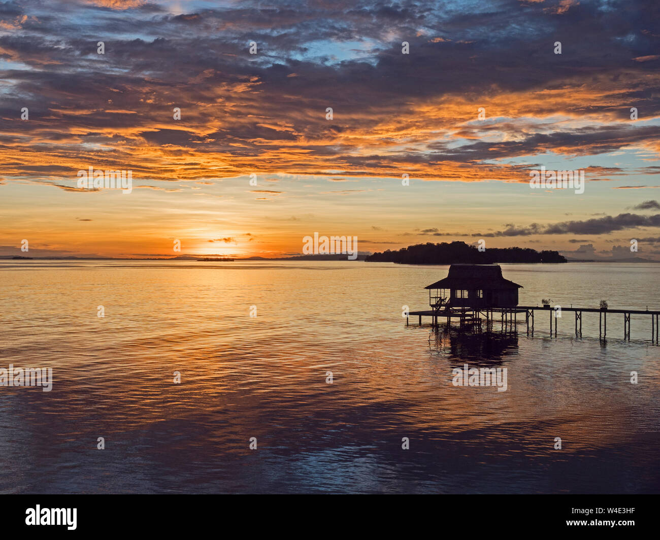 Dawn breaking over the island of Kolombangara, New Georgia Group, Solomon Islands South Pacific Stock Photo