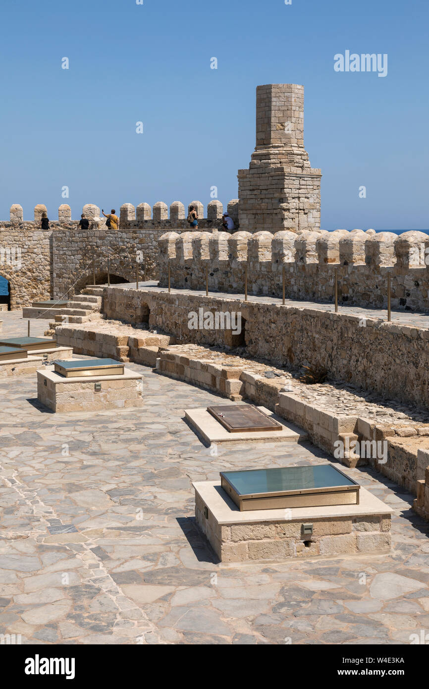 Inside The landmark Fortress of Koules in Heraklion, Crete, Greece Stock Photo