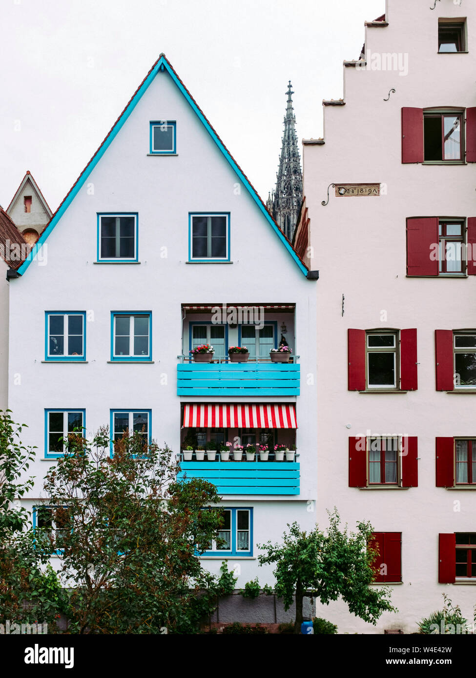 House fronts in the historic Fischerviertel (fishermen's quarter), Ulm/Germany Stock Photo