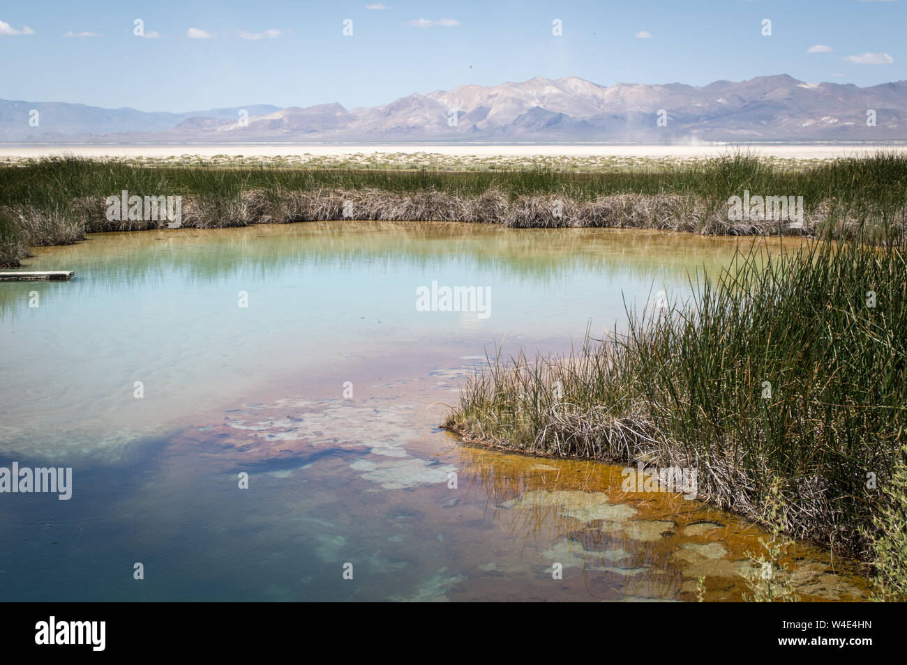 A view of the Black Rock Hot Spring near Gerlach, Nevada on a sunny day. Stock Photo