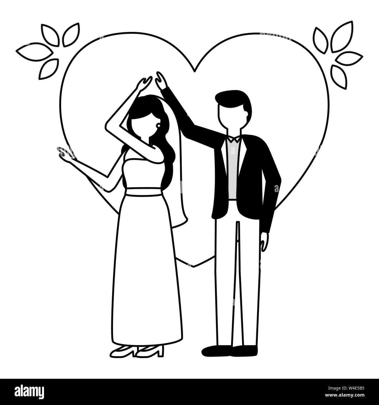 couples wedding bride and groom love heart Stock Vector Image & Art - Alamy