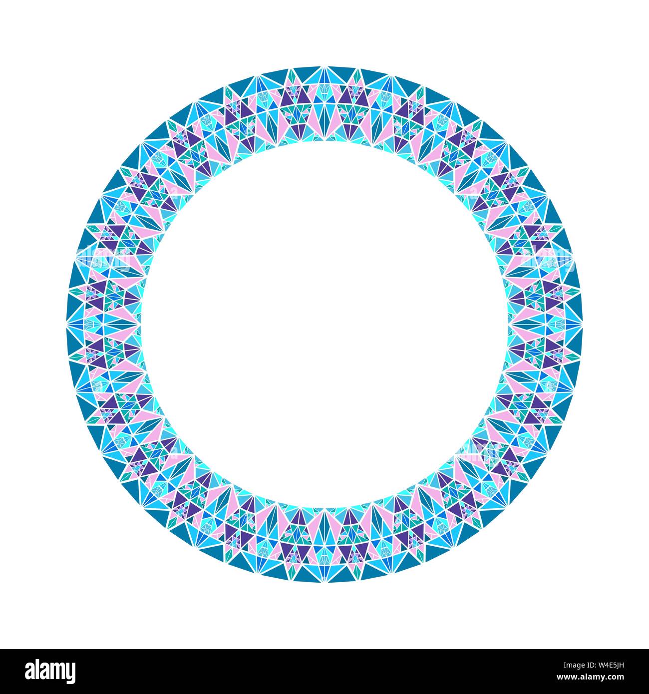 Abstract geometrical colorful triangle tile wreath - round polygonal vector element Stock Vector