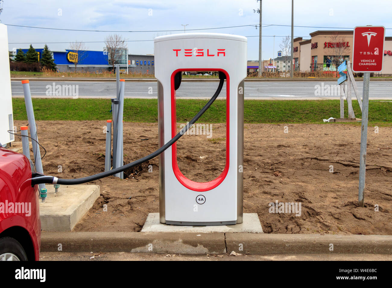 Newly Installed Tesla Supercharger Stall in Mississauga, Ontario Stock Photo Alamy