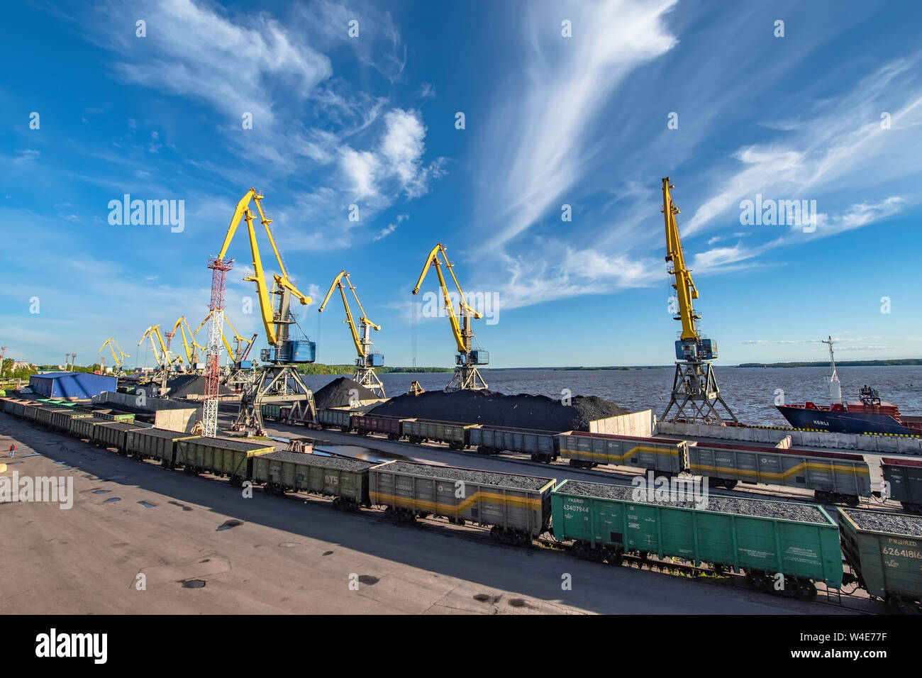 Vyborg, Russia, July 03, 2019: port on the gulf of Vyborg Stock Photo