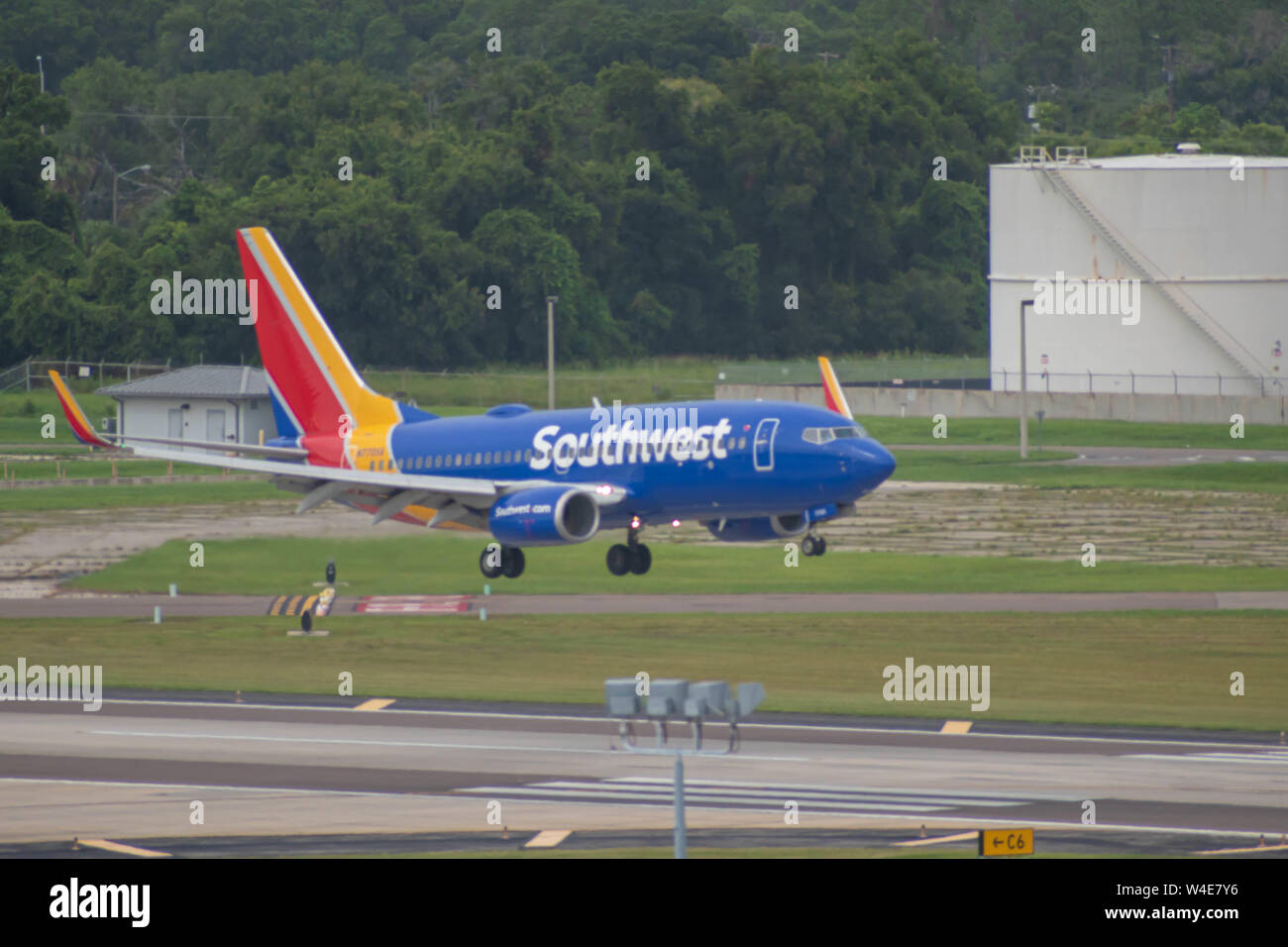 Tampa Bay, Florida. July 12, 2019 . Southwest Airlines arriving to Tampa International Airport
