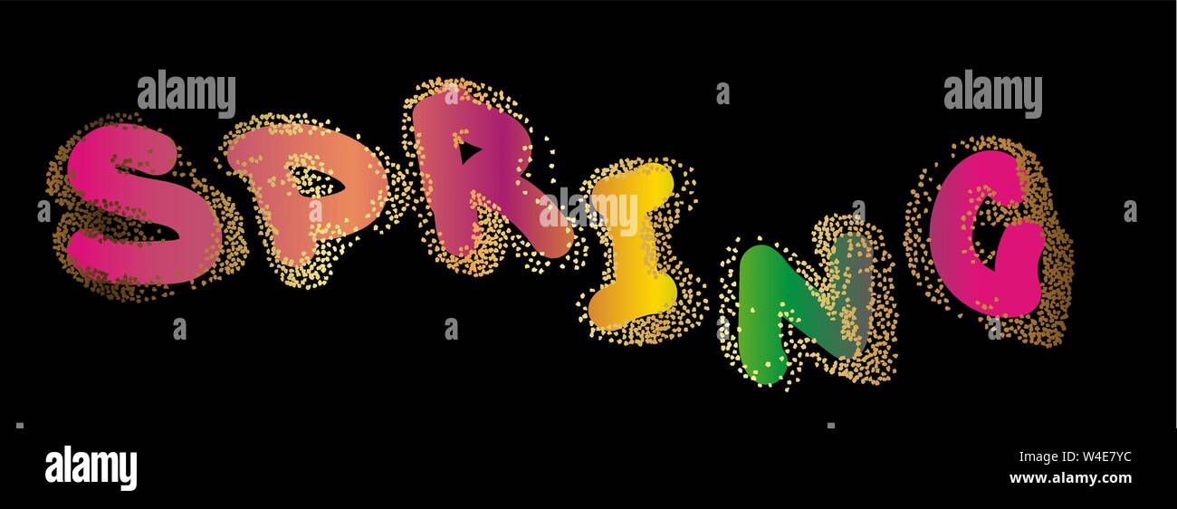 Spring Words Vector Spring Words, Isolated On Black ground, Vector Illustration Stock ...