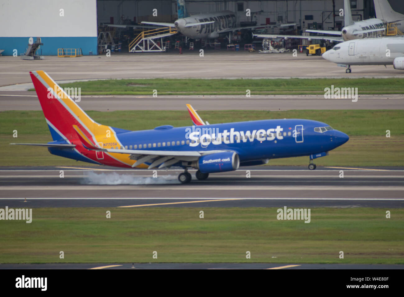Tampa Bay, Florida. July 12, 2019 . Southwest Airlines arriving to
