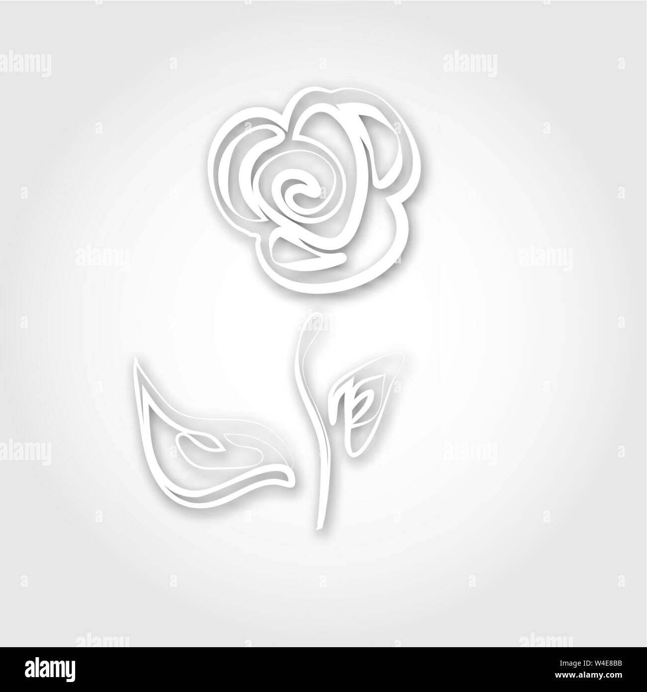 Paper flower. White roses cut from paper. Wedding decorations