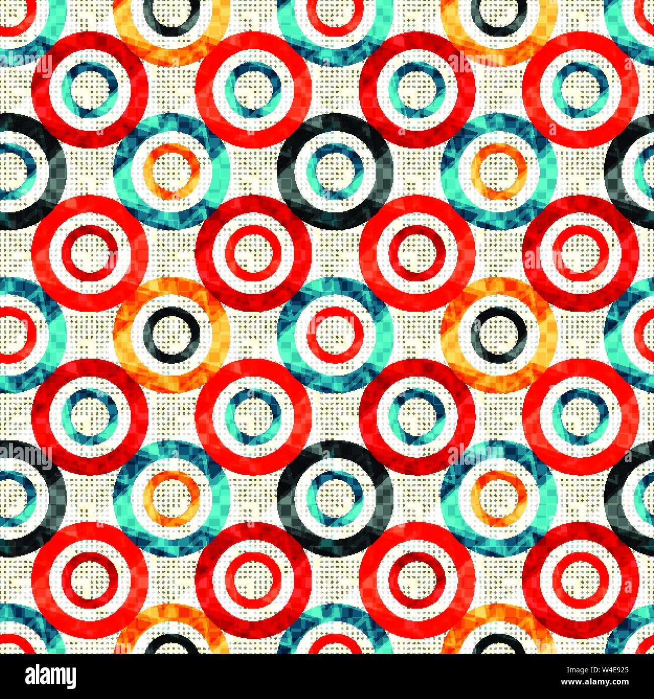 psychedelic circles on a white background geometric seamless pattern Stock Vector