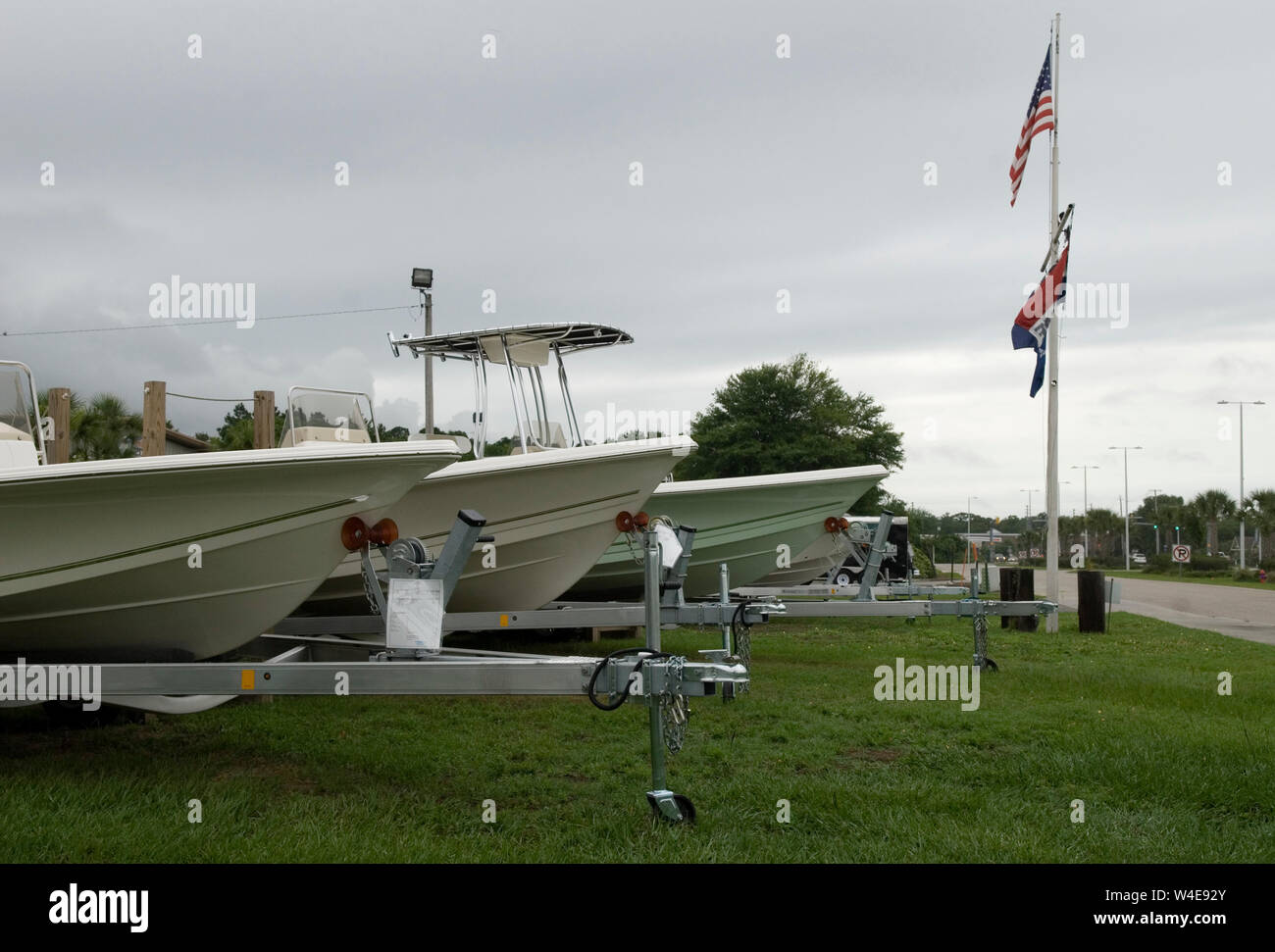 Boat sales retail lot, USA Stock Photo Alamy