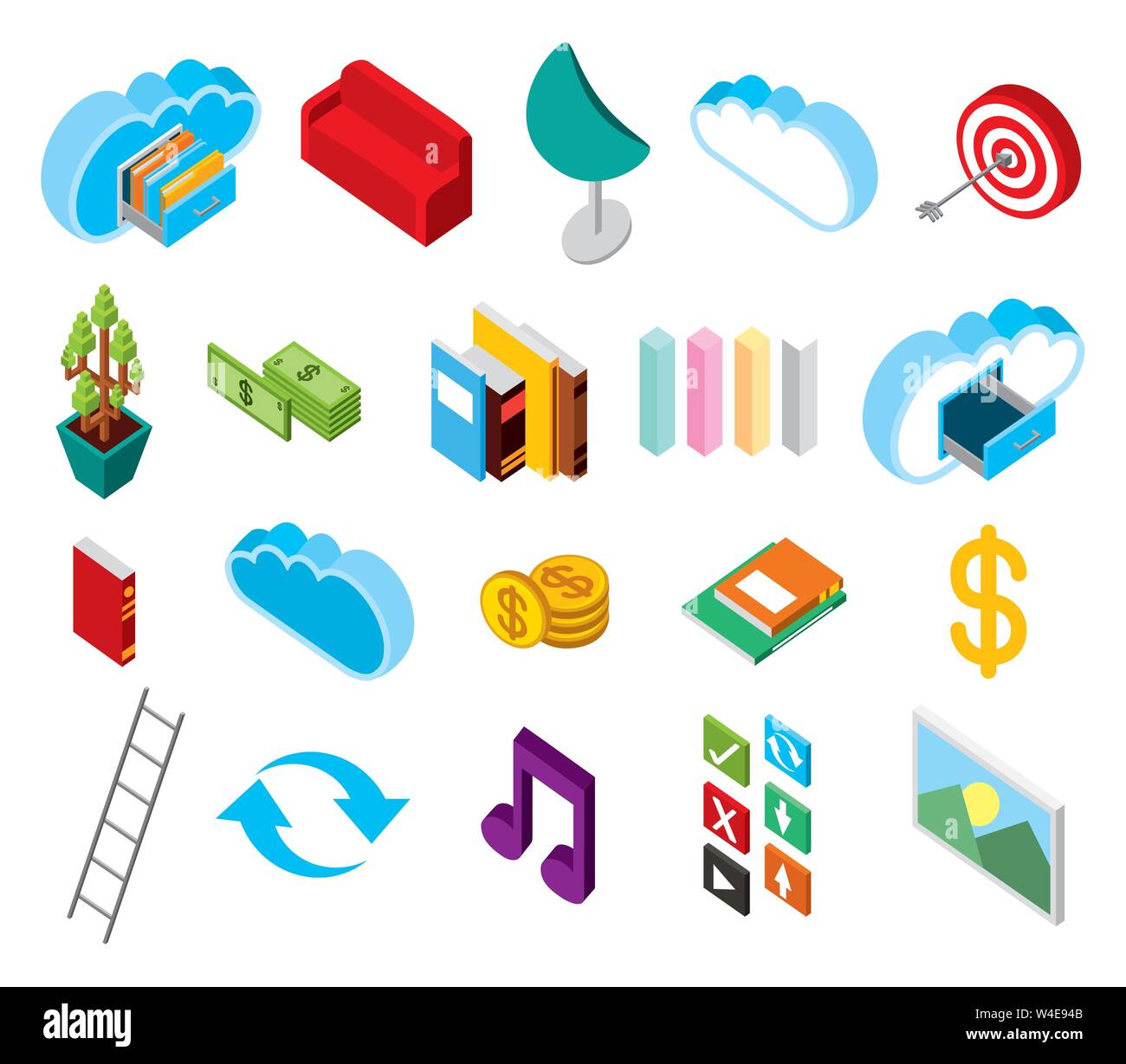 bundle of data center storage isometric set icons Stock Vector