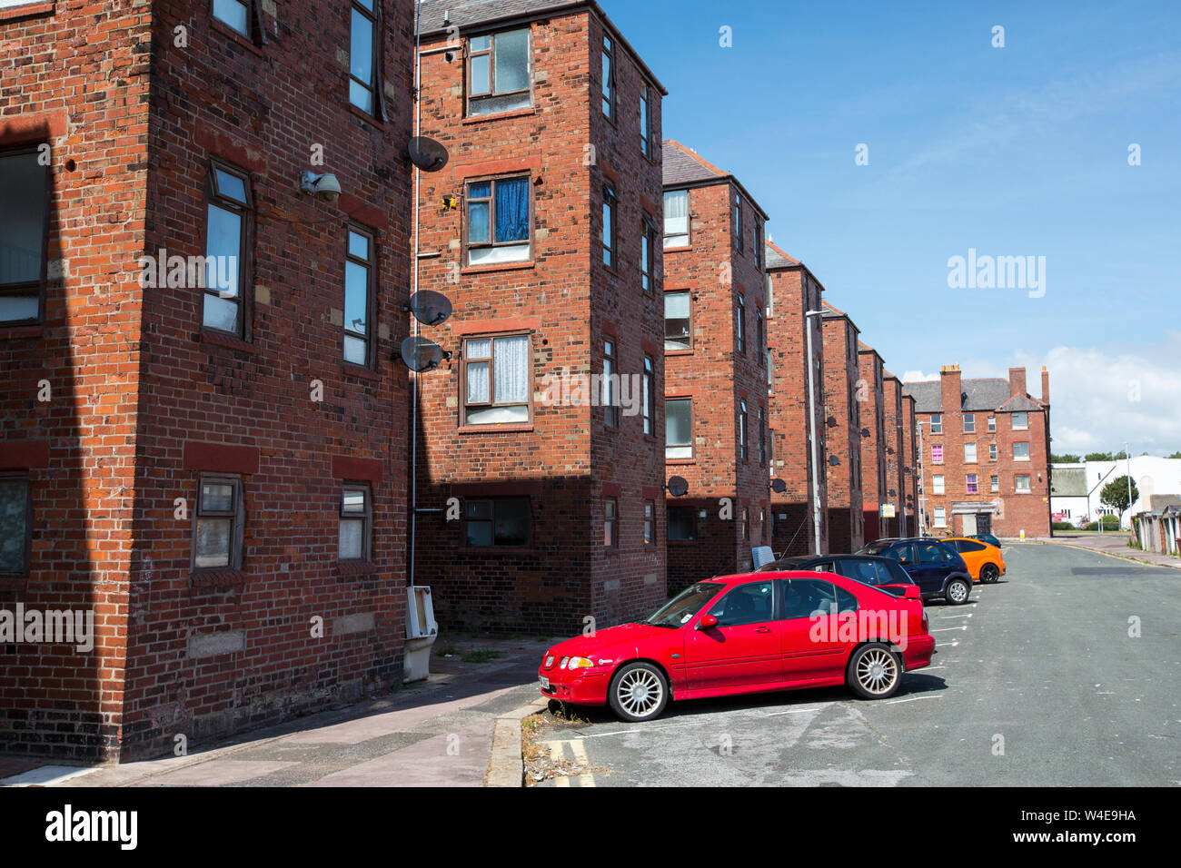 Victorian brick tenement blocks on Barrow Island, Barrow in Furness