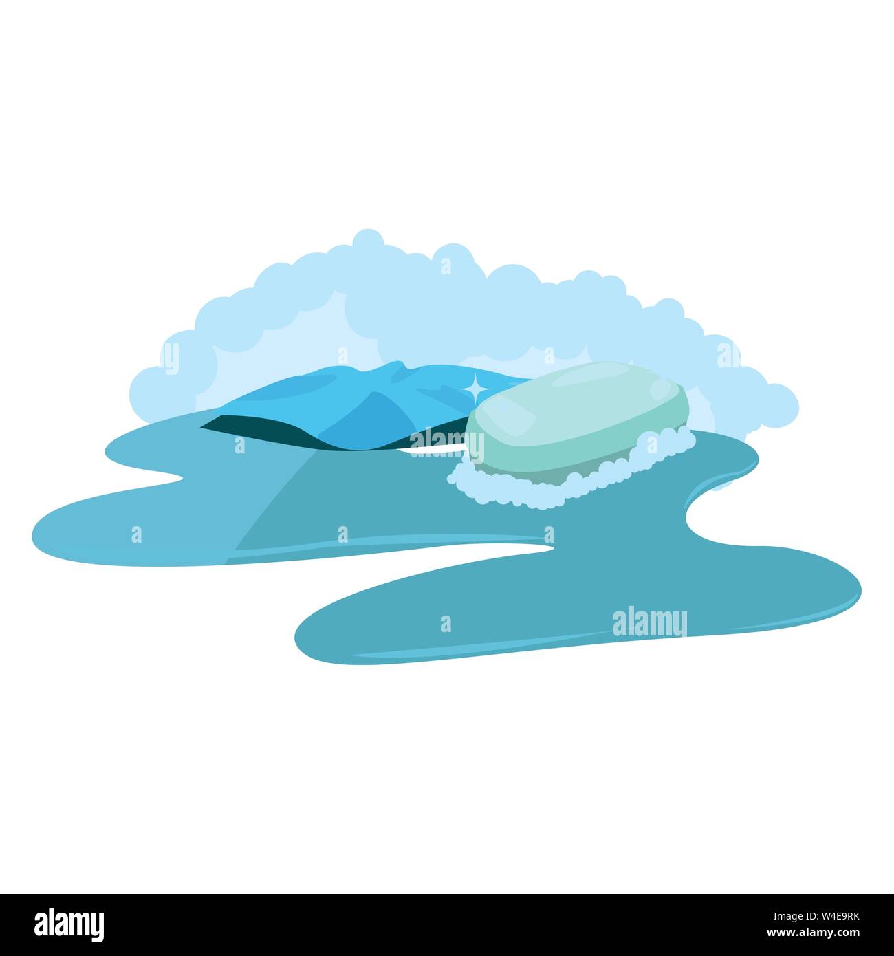 cloth and soap bubbles cleaning products and supplies vector ...