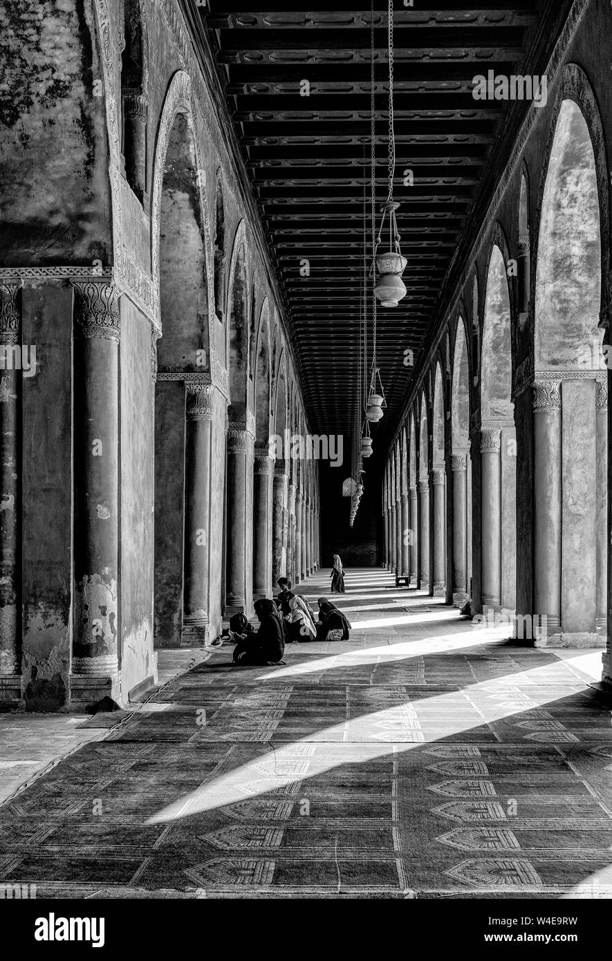 The Arcade of the Ibn Tulun mosque lit up by the afternoon sun Stock Photo