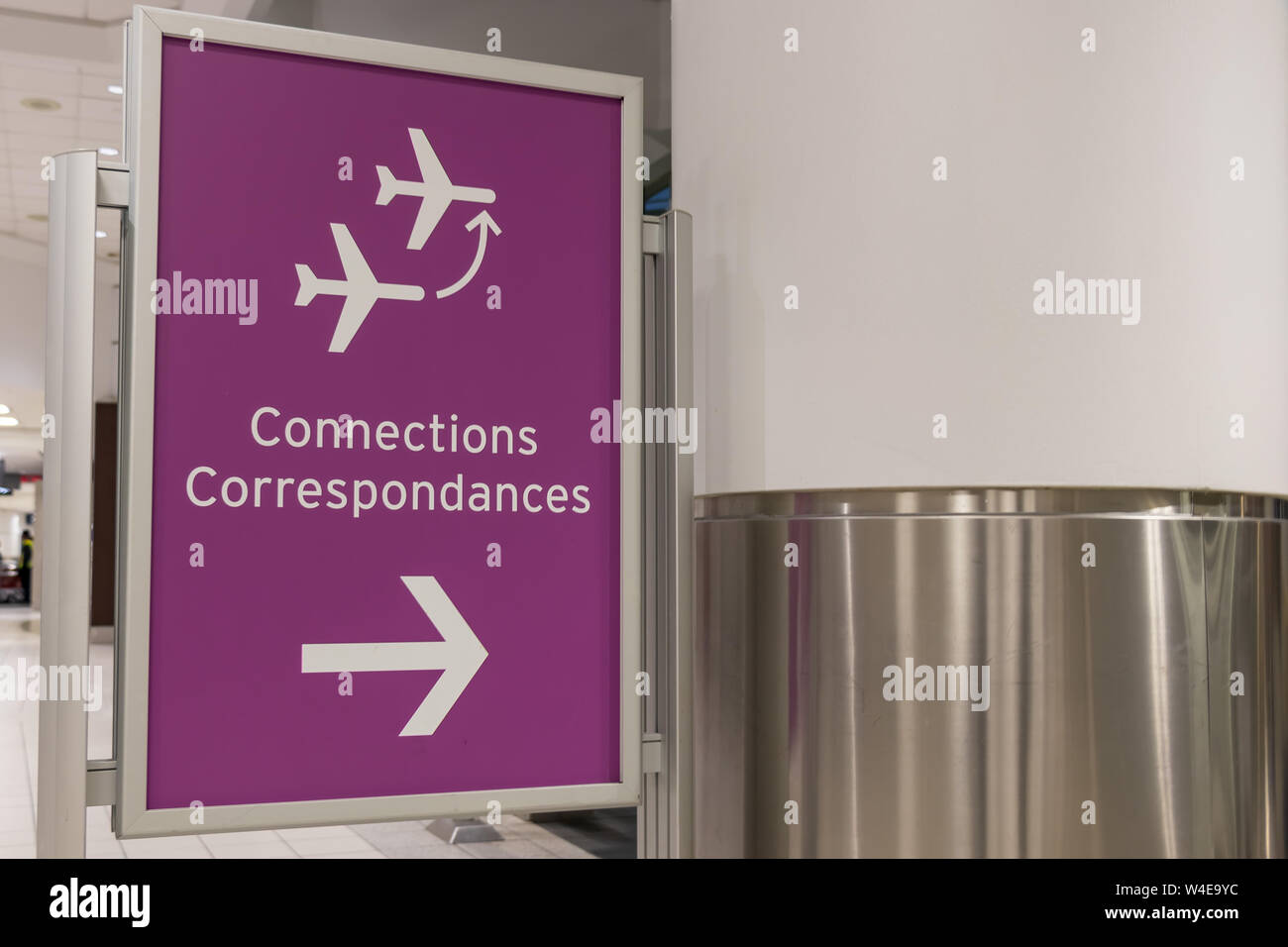 Airport Connections Sign (English/French) Stock Photo
