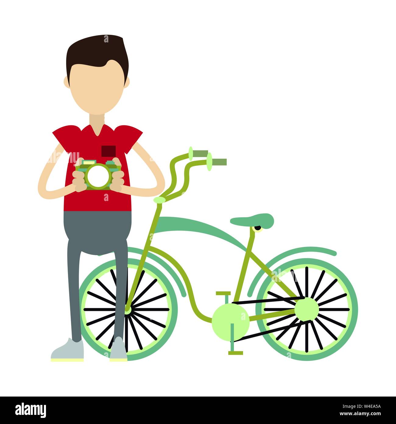vintage bicycle and tourist boy Stock Vector Image & Art - Alamy
