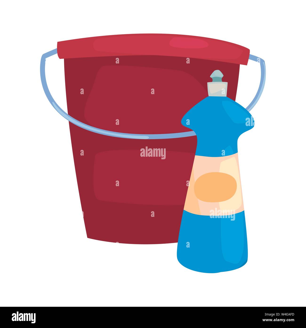 bucket detergent spray bleach cleaning products and supplies vector illustration Stock Vector