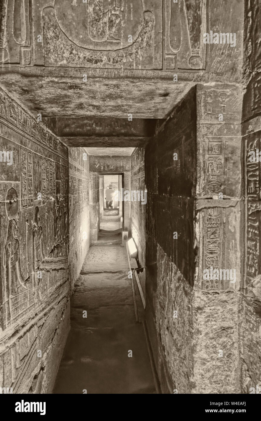 Hieroglyphic carvings on the walls of one of the underground crypts in ...