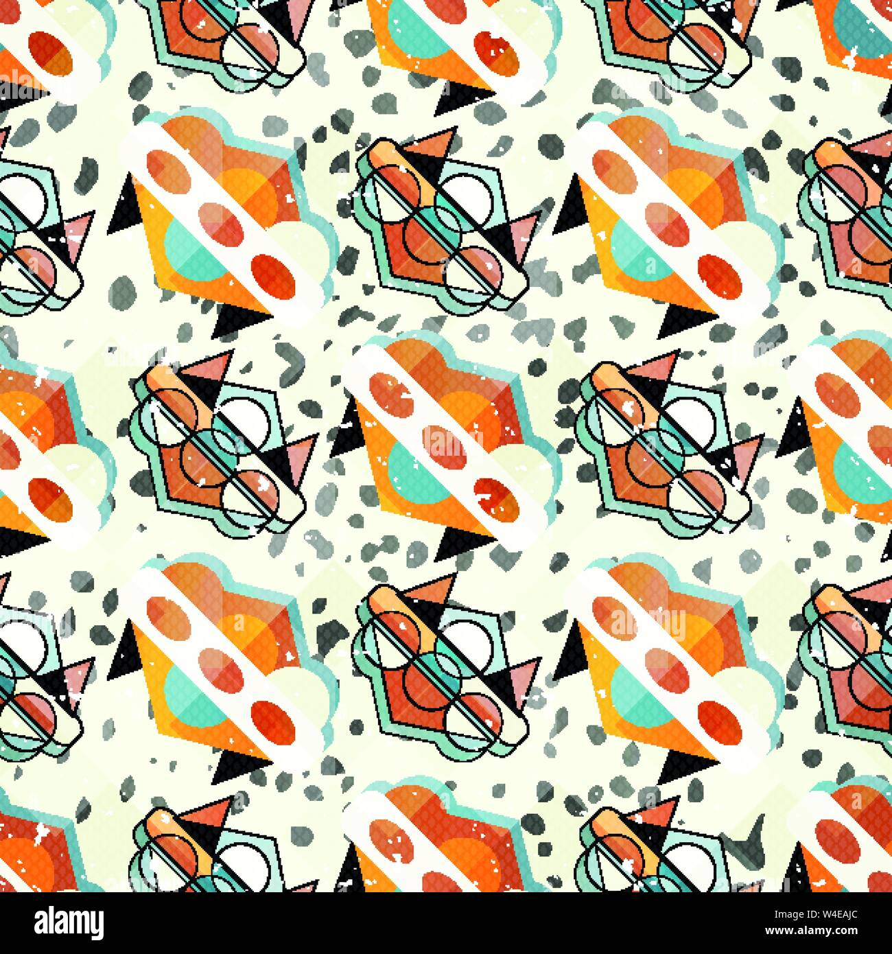 small objects colored geometric abstract seamless pattern Stock Vector