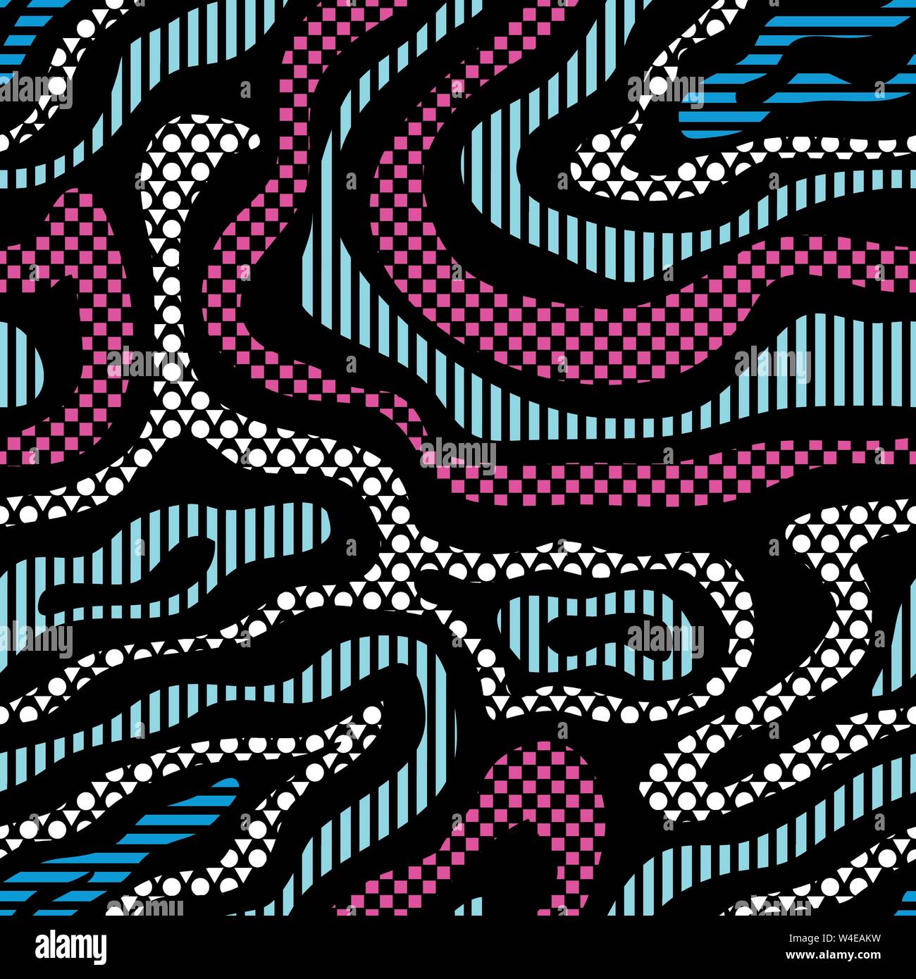 bright graffiti geometric seamless pattern grunge effect Stock Vector