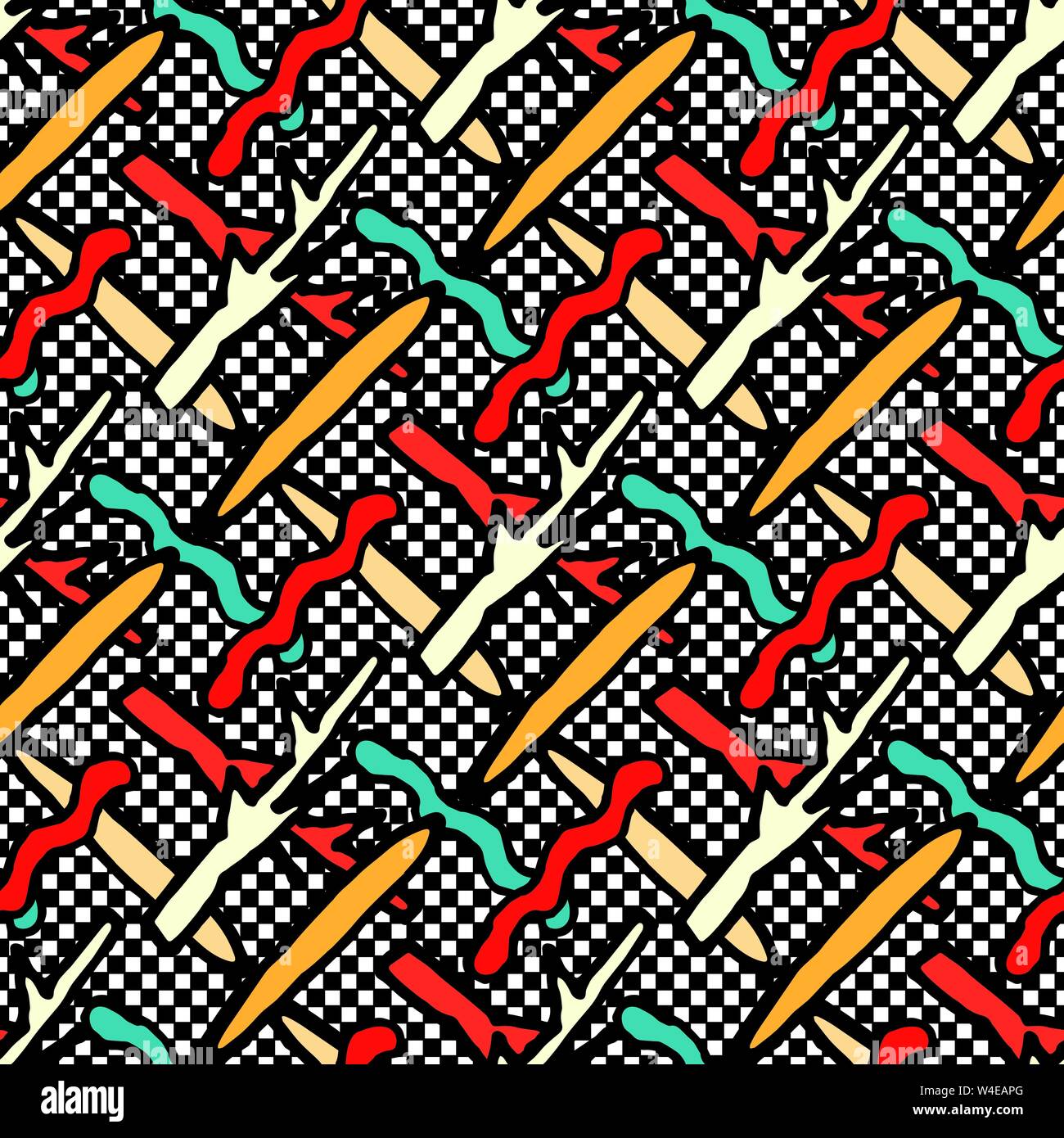 Graffiti geometric seamless pattern Round Rug main image 1