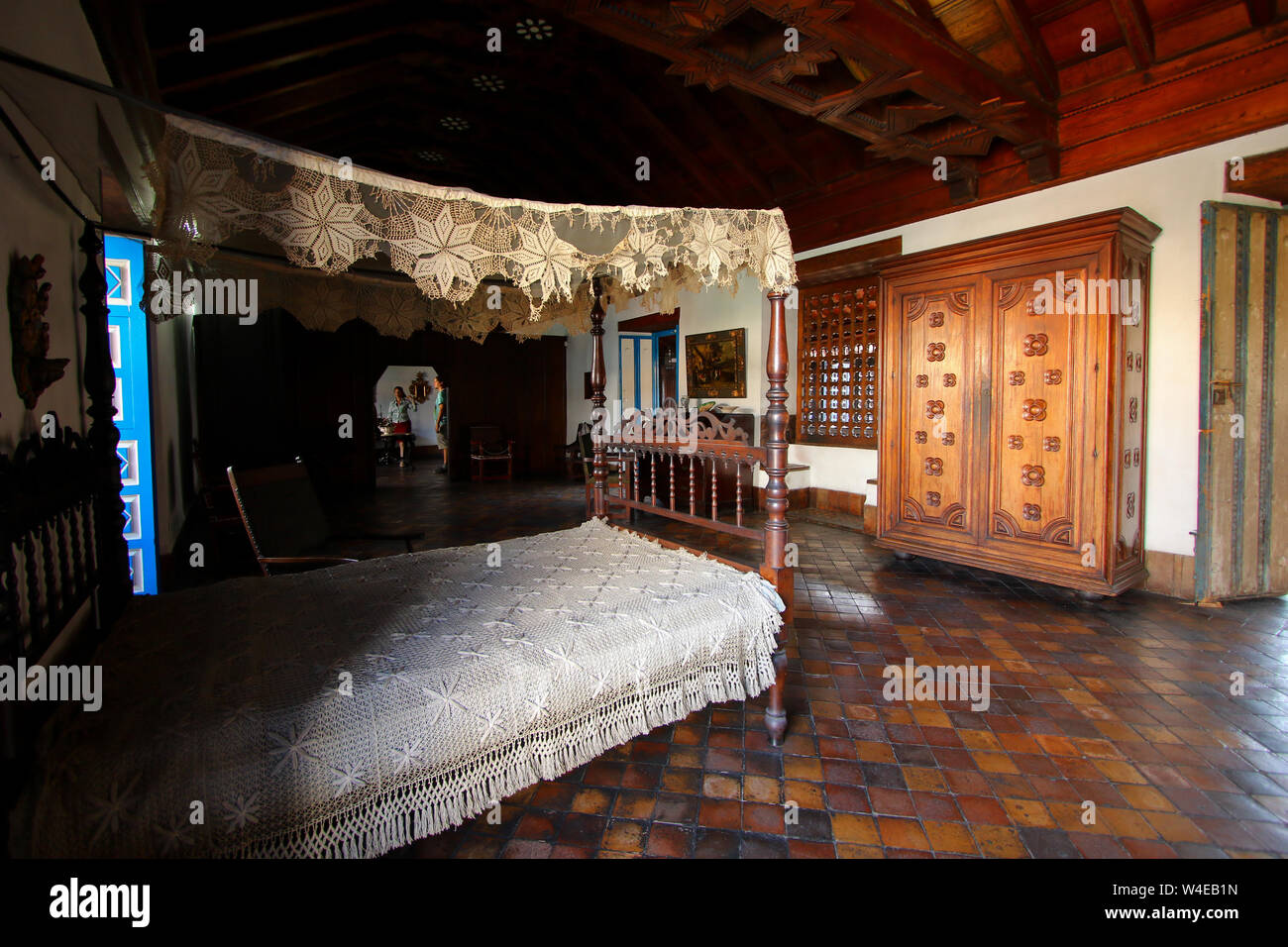 Bedroom of the house of Diego Velazquez in Santiago de Cuba Stock Photo