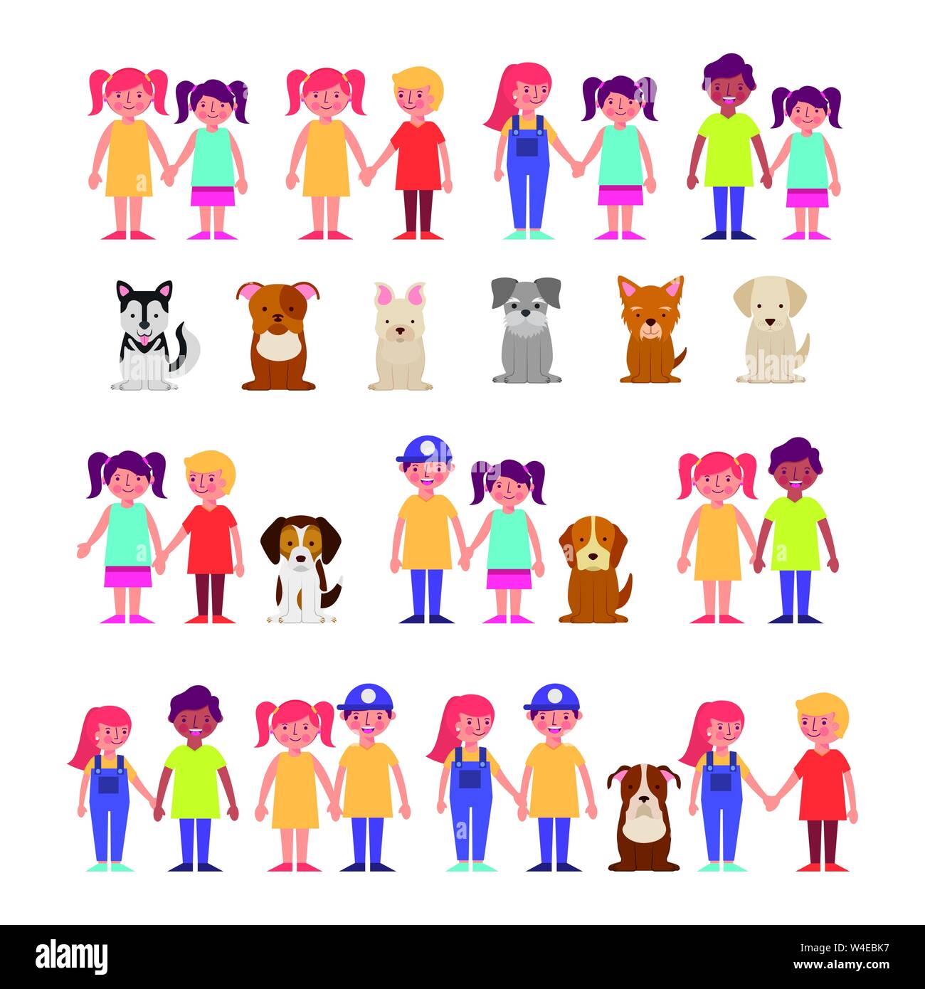 group of kids with pets bundle characters Stock Vector Image & Art Alamy
