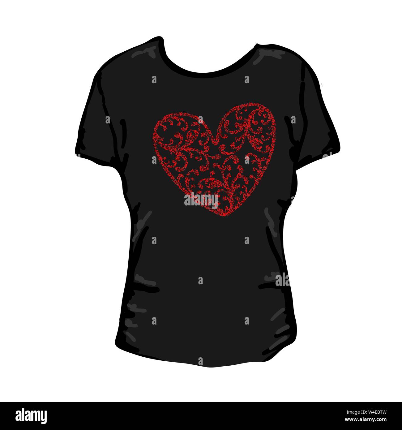 Pattern with red heart on black background Stock Vector Image & Art - Alamy