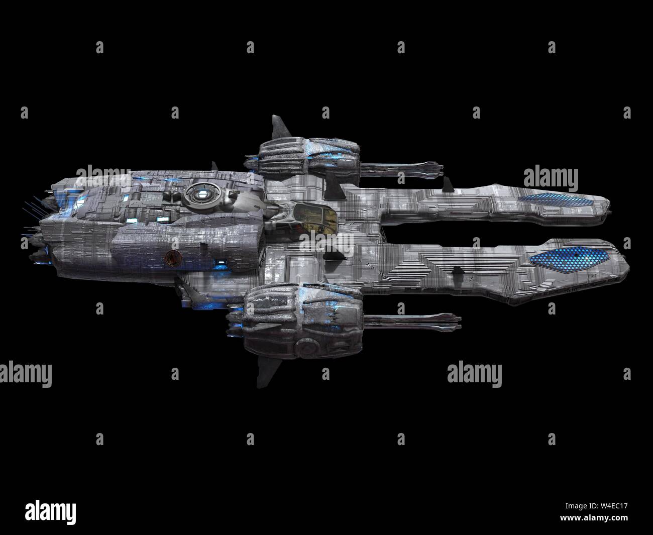 Spaceship isolated on a black background 3d illustration Stock Photo ...