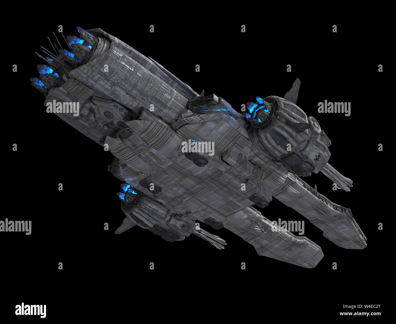 Spaceship isolated on a black background 3d illustration Stock Photo ...