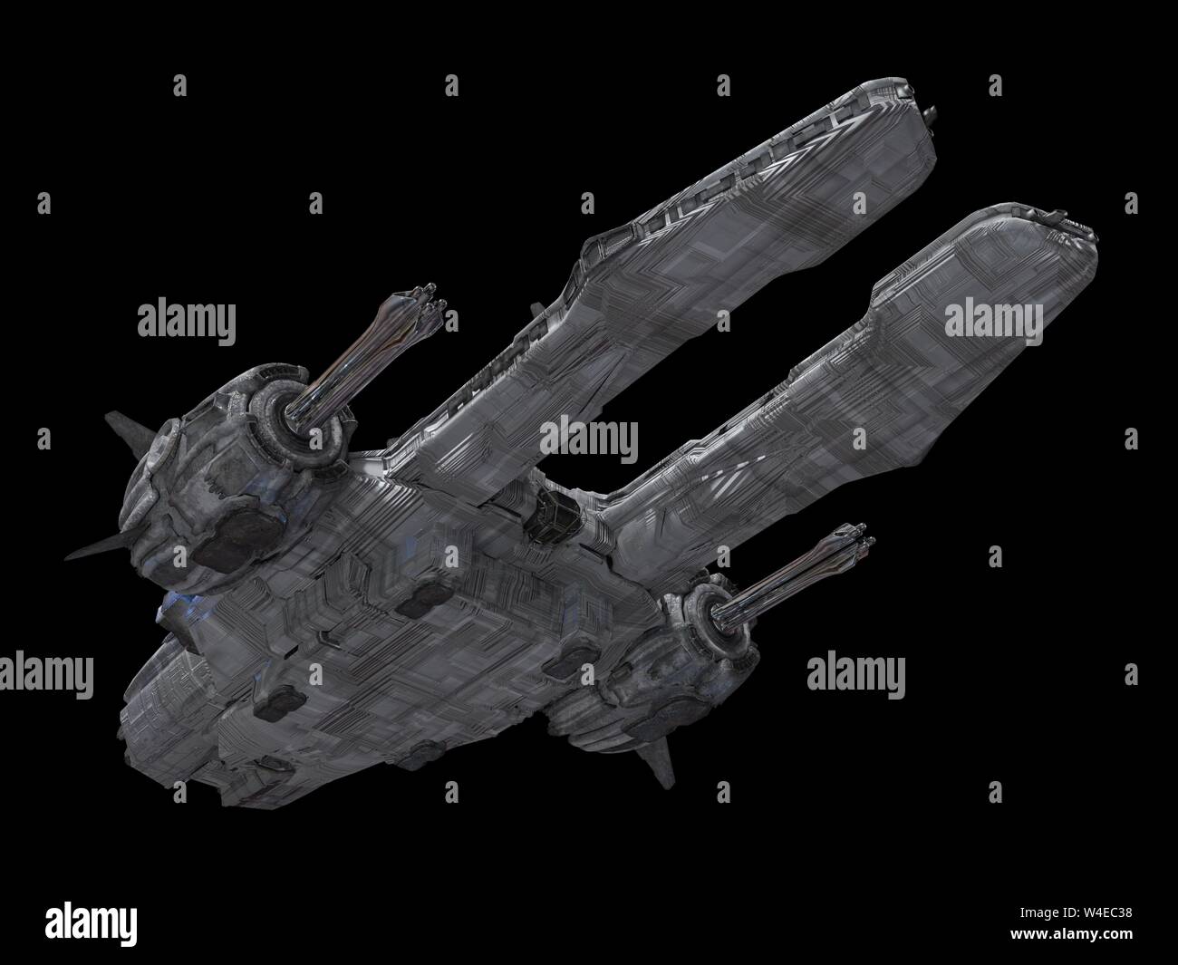 Spaceship isolated on a black background 3d illustration Stock Photo ...