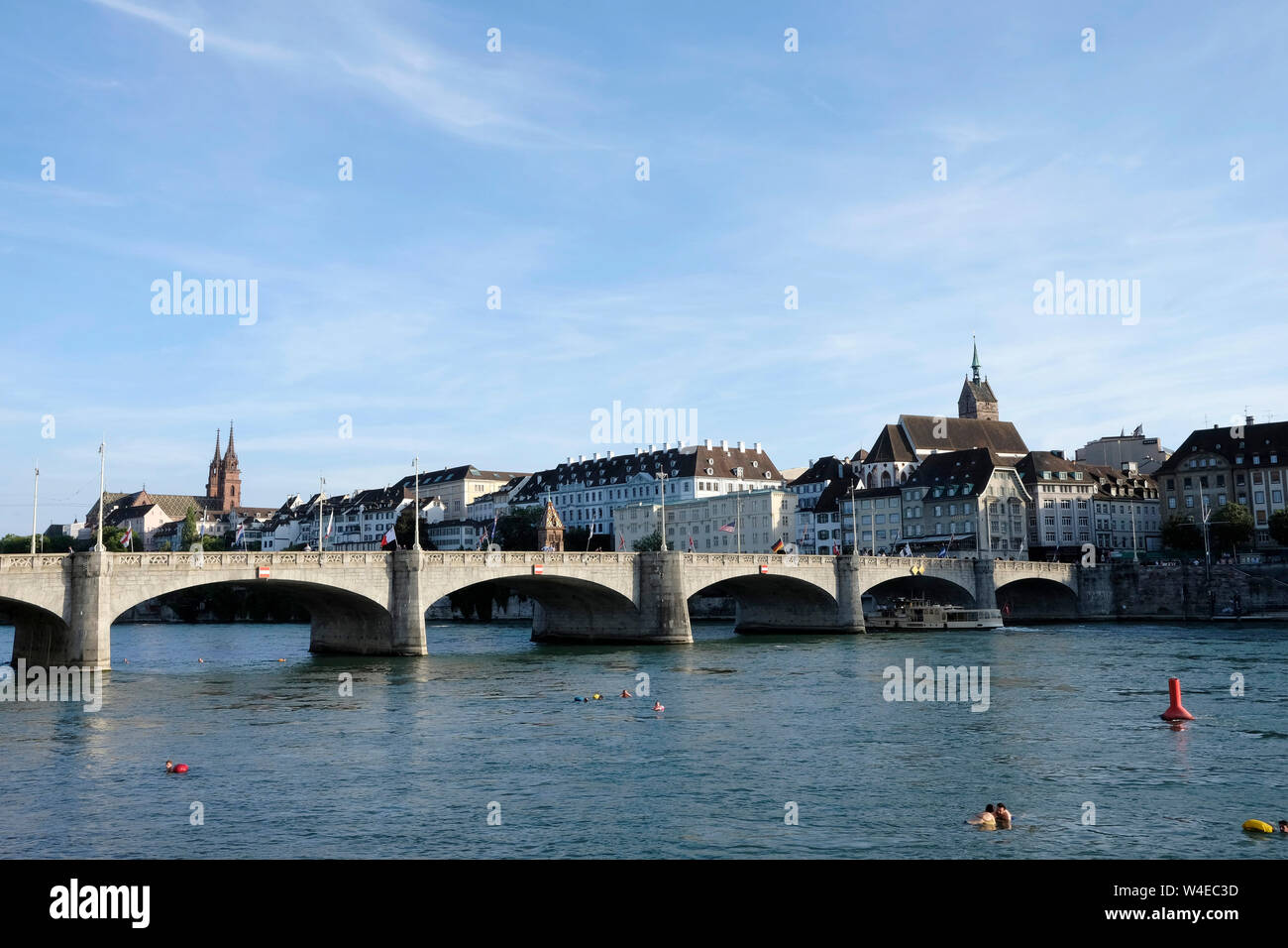 A general view of the middle bridge in Basel, Geneva Stock Photo