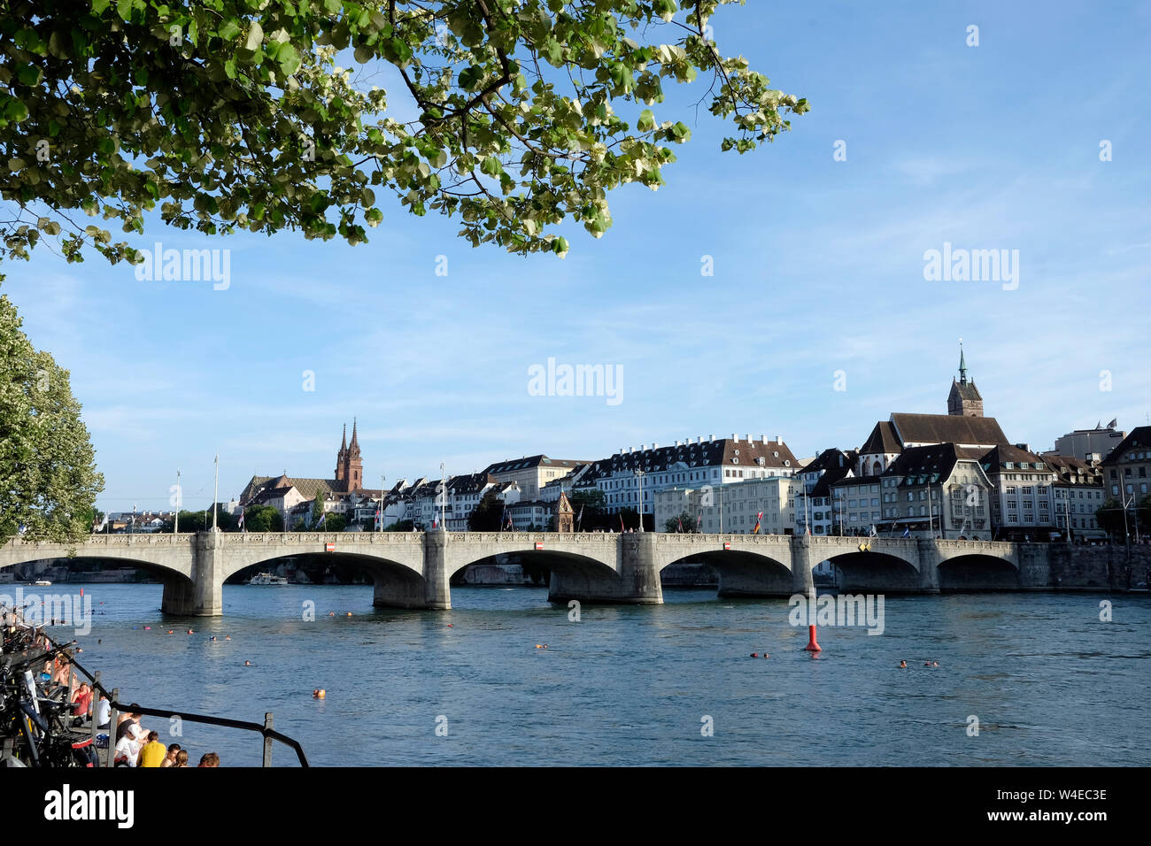 A general vie of the middle bridge in Basel, Switzerland Stock Photo