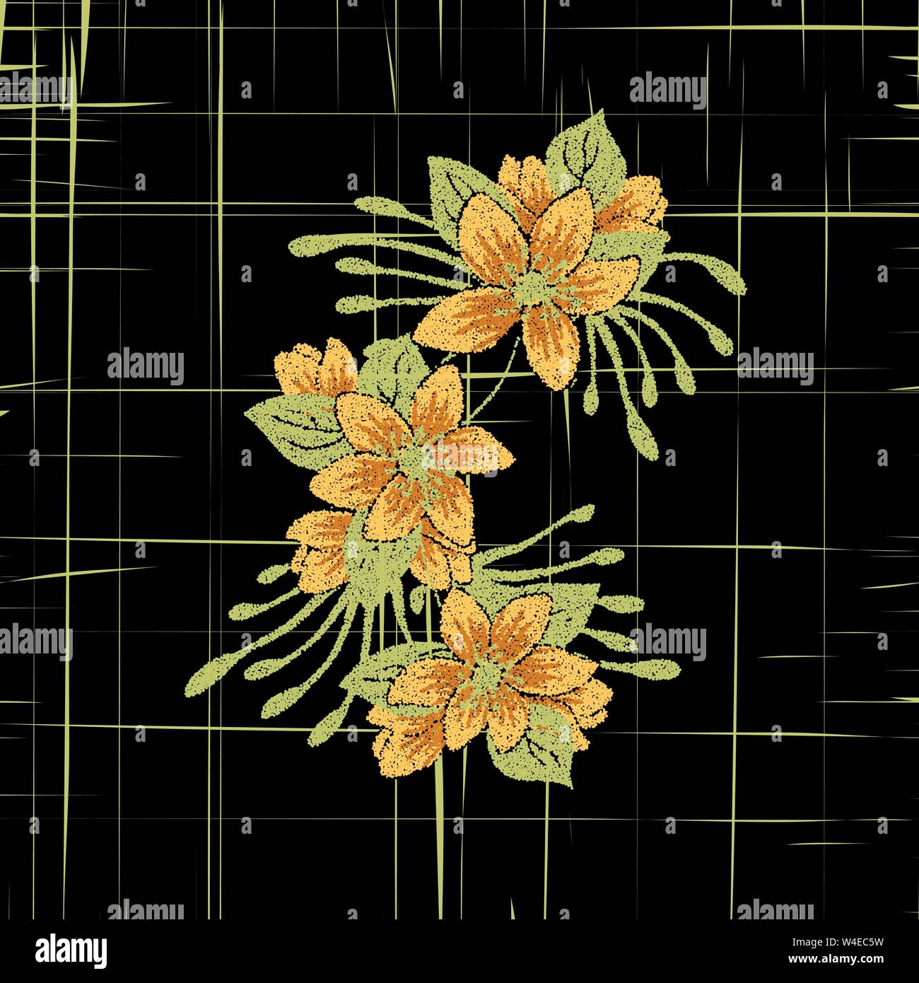 Floral seamless pattern with decorative branches and flowers. Vector ...