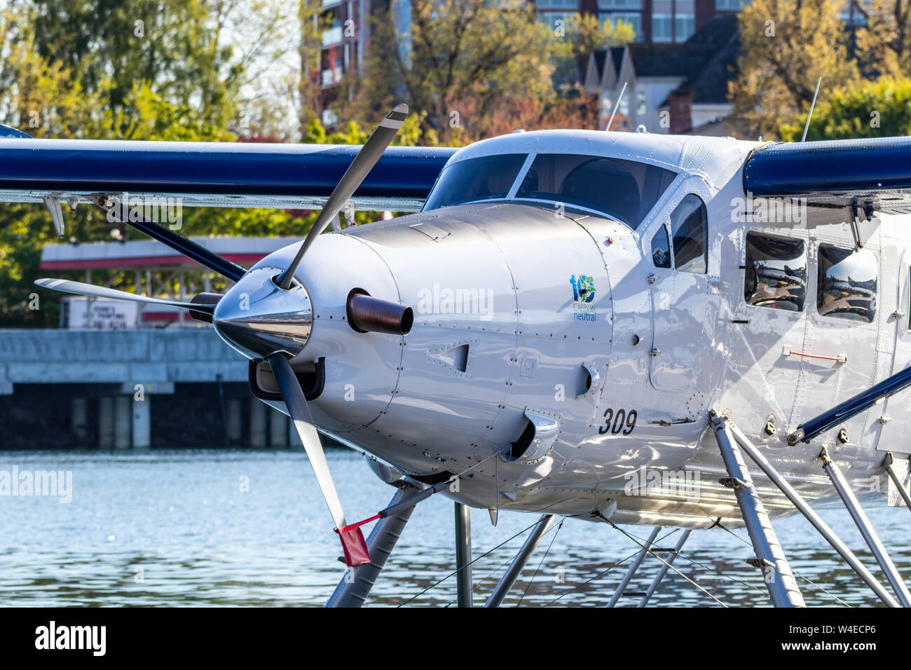 Harbour Air DHC-3 De Havilland Otter seen while docked in downtown Victoria, BC. Stock Photo